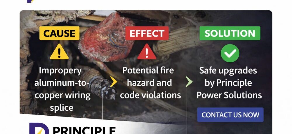 Improper aluminum-to-copper wiring splice