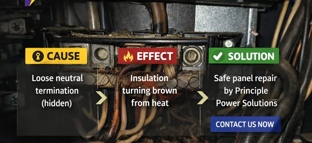 Loose neutral termination causing insulation damage